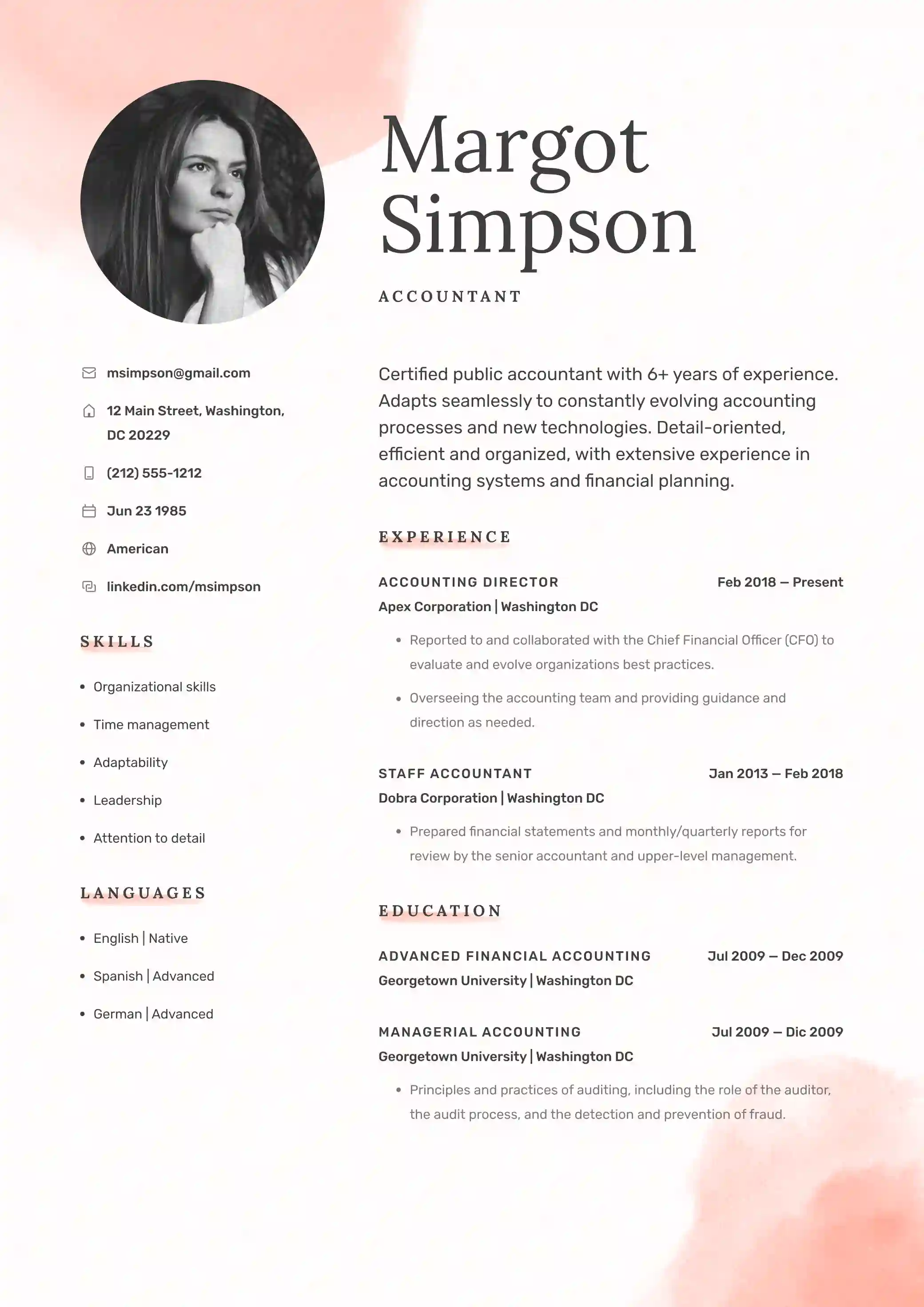 CV template Florence