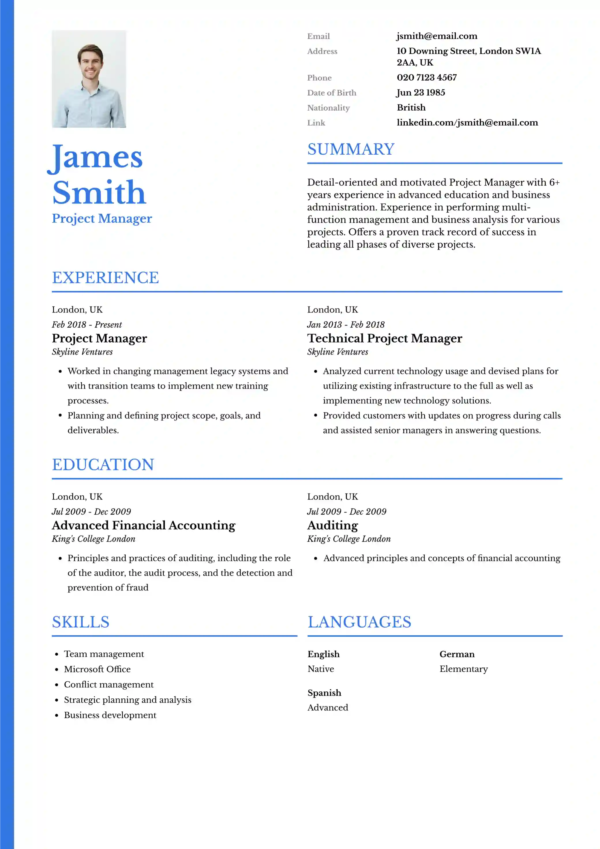 CV template Prague