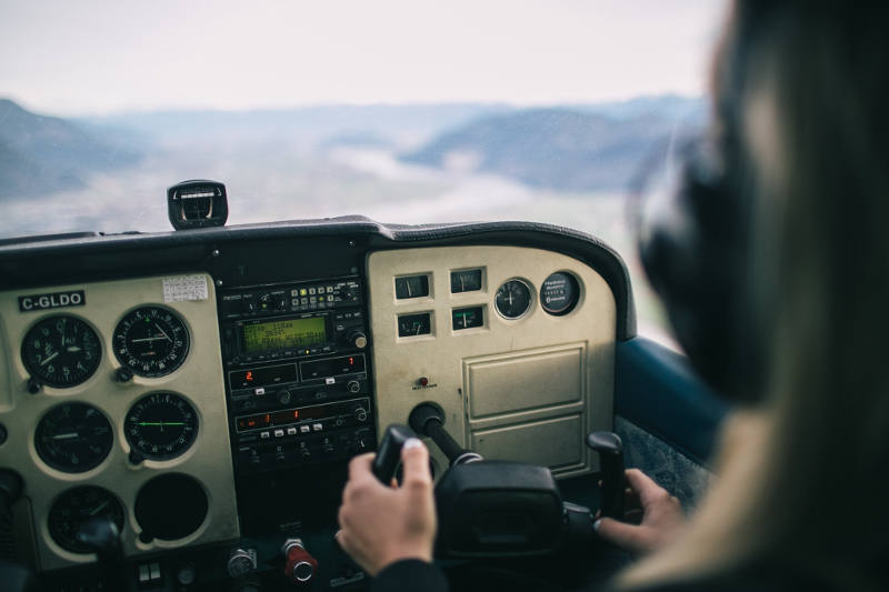 commercial pilot in plane