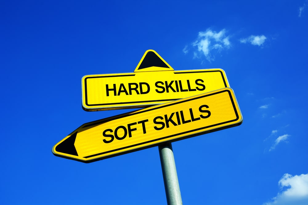 Hard skills vs soft skills roadsign