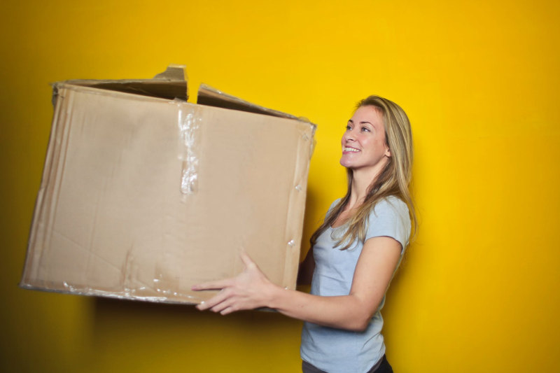 woman moving material