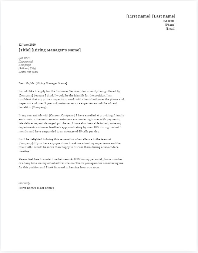 Customer Service Cover Letter Example and Tips