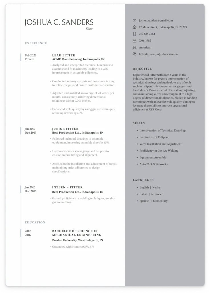 fitter resume examples and templates