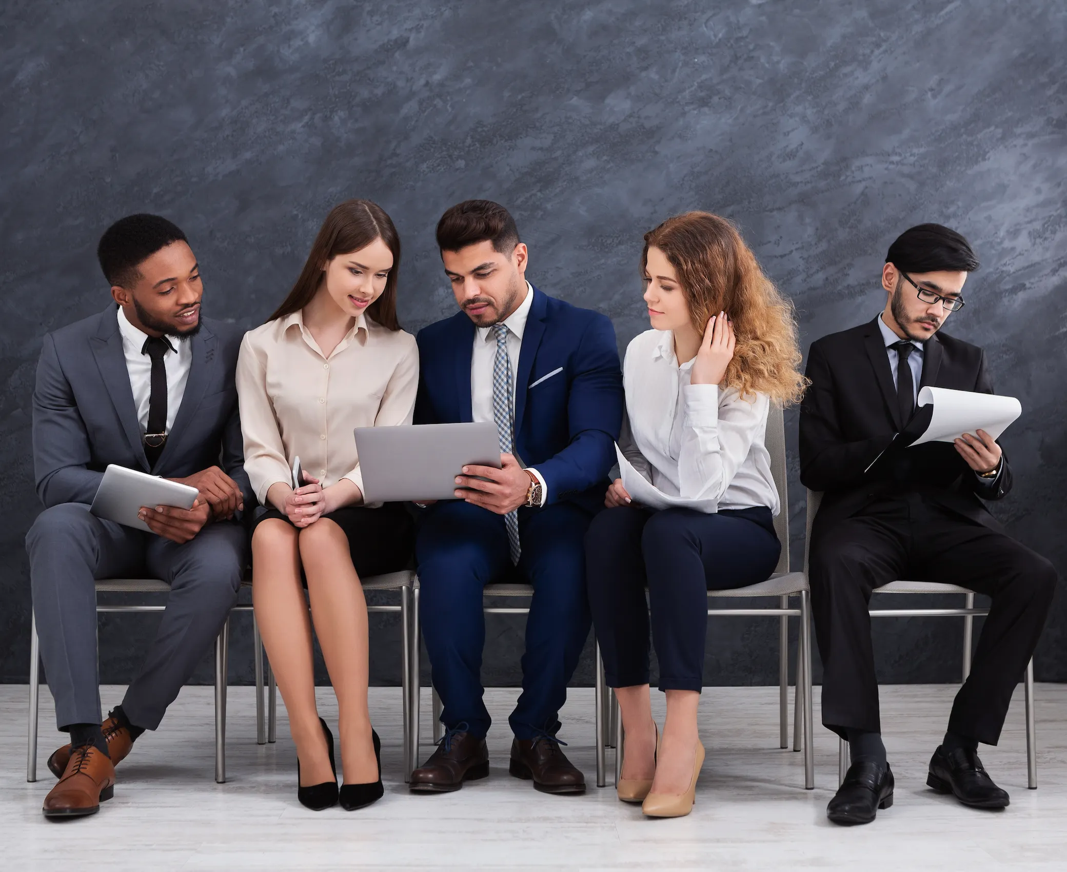 Examples of business professional interview outfits.