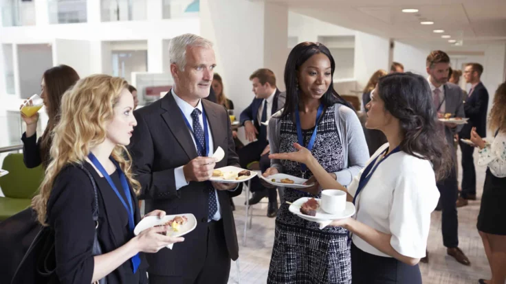 A group of business people at a networking event.