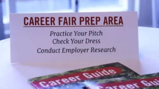 Career fair prep area.