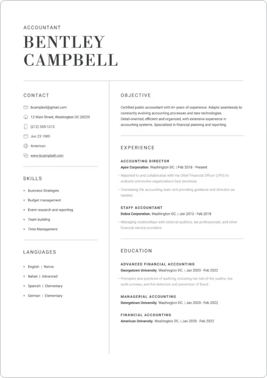 resume cover page design