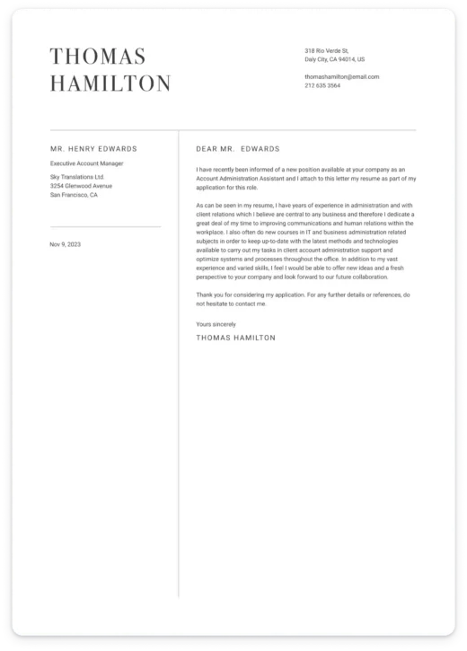 generate cover letter template