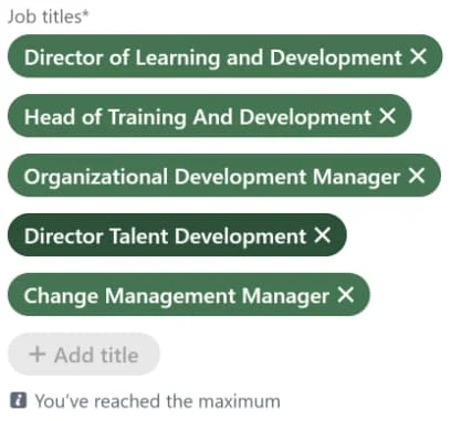 Job titles that reflect your target roles open to work