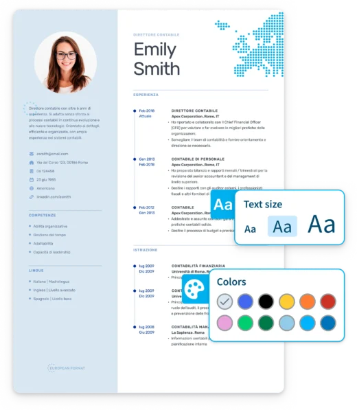 create an Italian resume cv