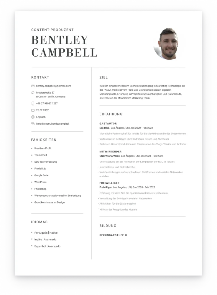 german cv example
