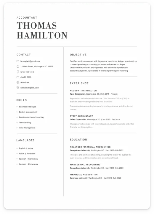 build resume template