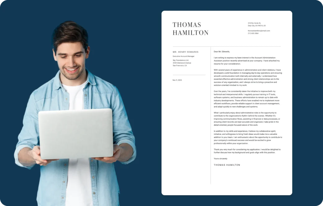 user generating cover letter