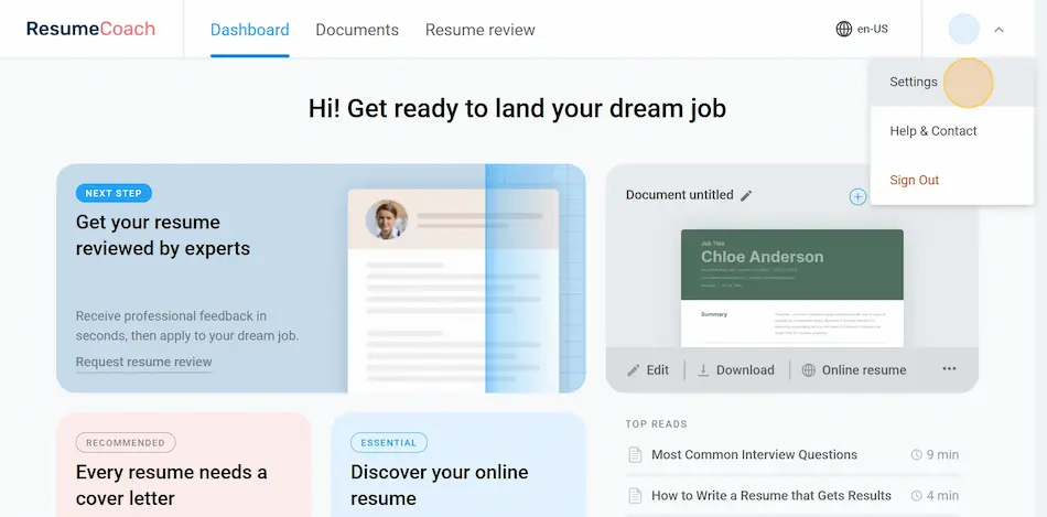 go to account settings