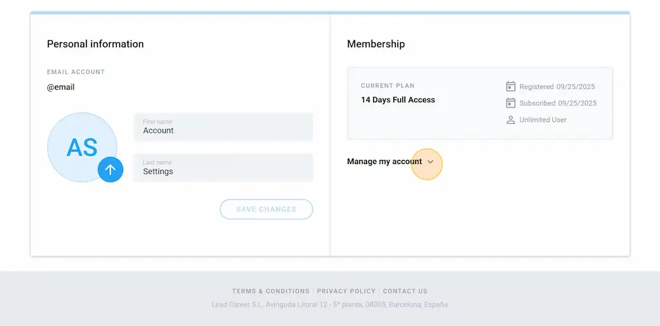 account settings